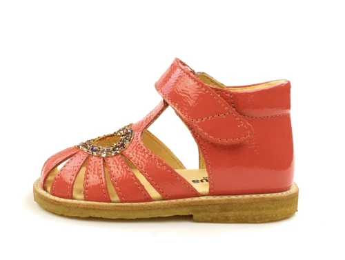 Angulus coral sandal med hjerte, glitter og lak